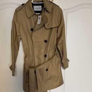 COACH Khaki Double-Breasted Trench Coat
